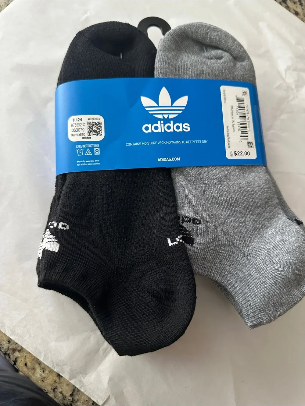 adidas Men’s No-Show Socks 6-Pack – Black & Gray
